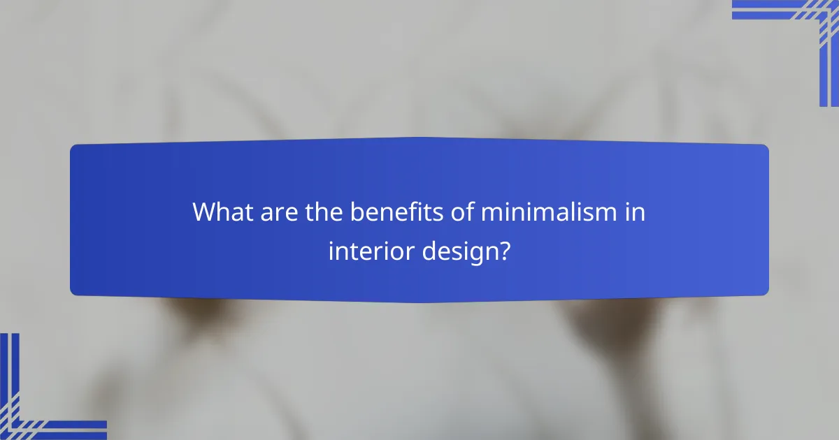 What are the benefits of minimalism in interior design?
